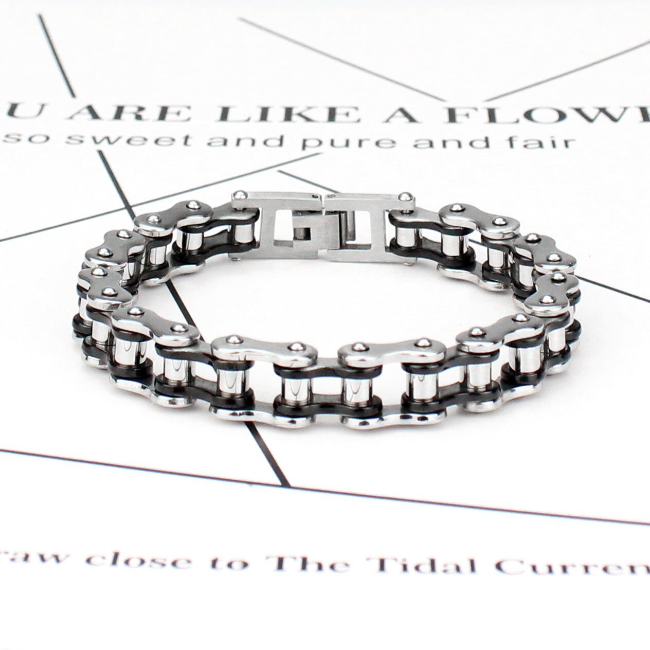 8″ Exquisite Heavy Solid Stainless Steel Men’s Motorcycle Bike Chain Bracelet
