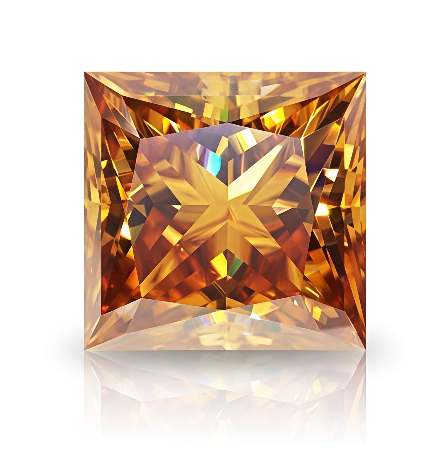 2 CT Dark Champagne Color Princess Cut VVS1 Diamond Premium 7.50 MM Gemstone