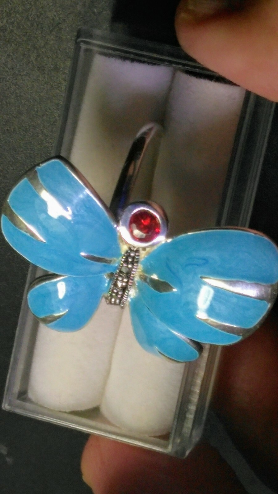 LIVELY MEENAKARI BUTTERFLY IN STERLING SILVER.925 RING SIZE 9.0-9.25