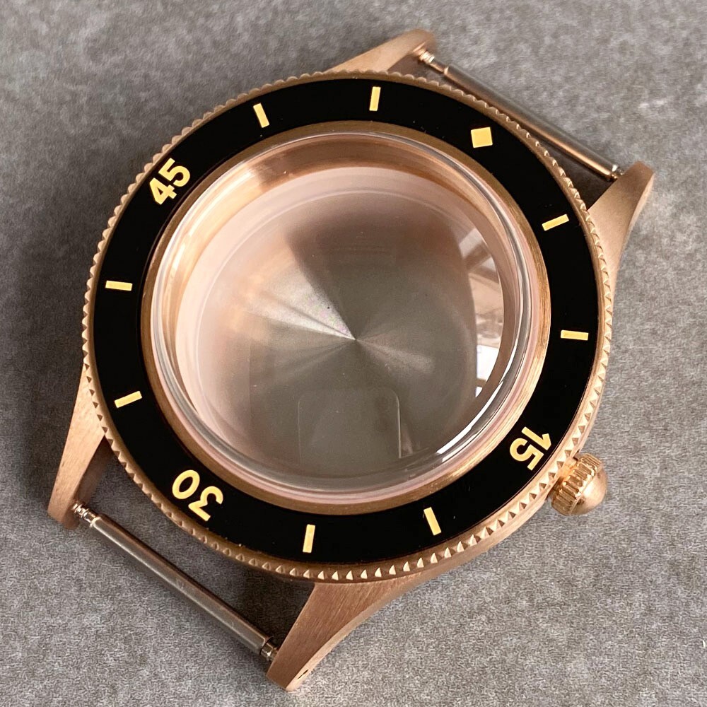 40mm Bronze Watch Case Fit NH34 NH35 NH36 NH38 Automatic Movement Sapphire Glass
