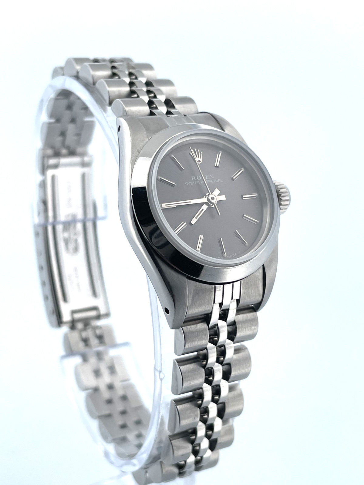 Rolex 67180 Ladies Oyster Perpetual Silver Dial w/ Box & Papers