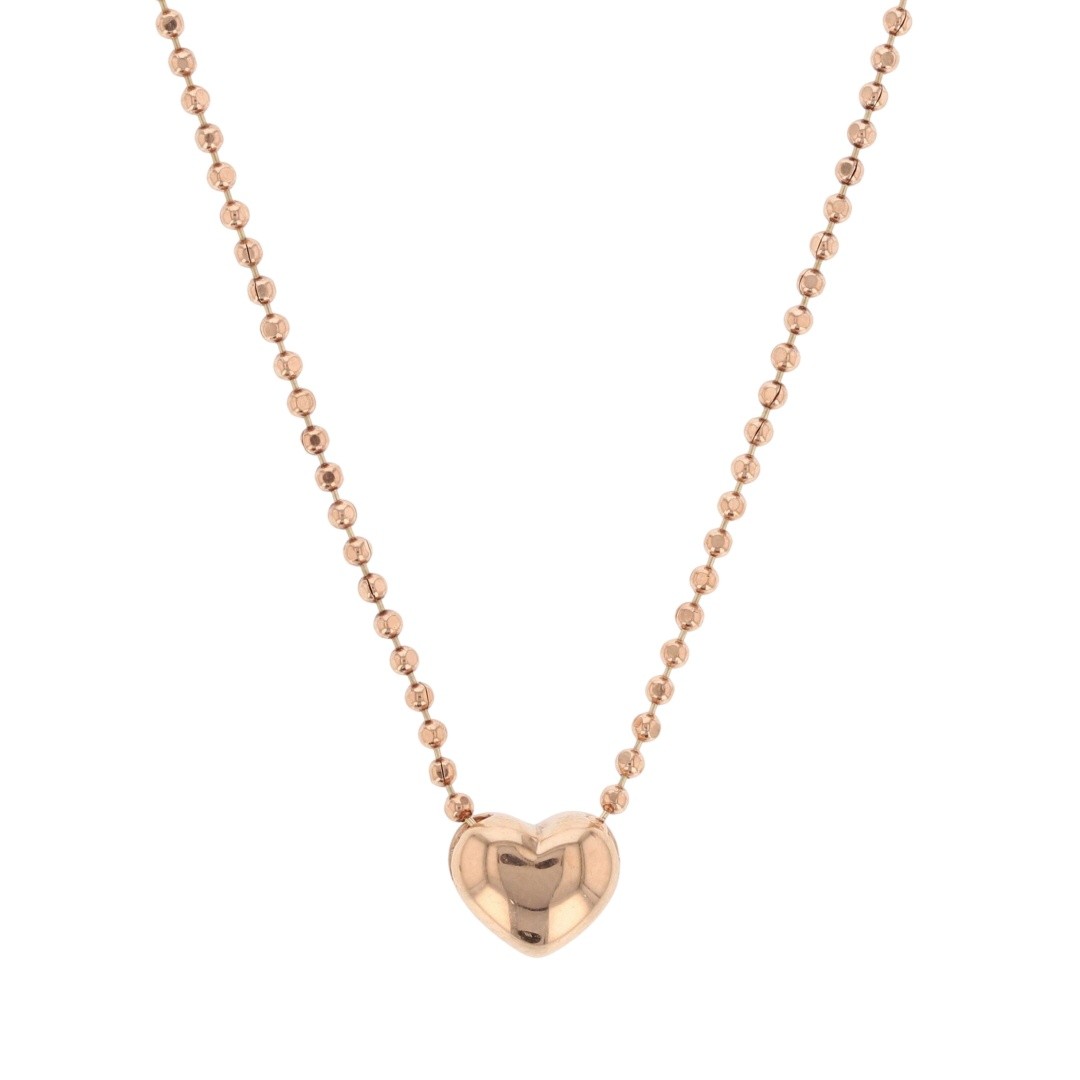 Michael Anthony Mini Heart Slide Pendant 18″ Necklace 14k Rose Gold 2.73 Grams