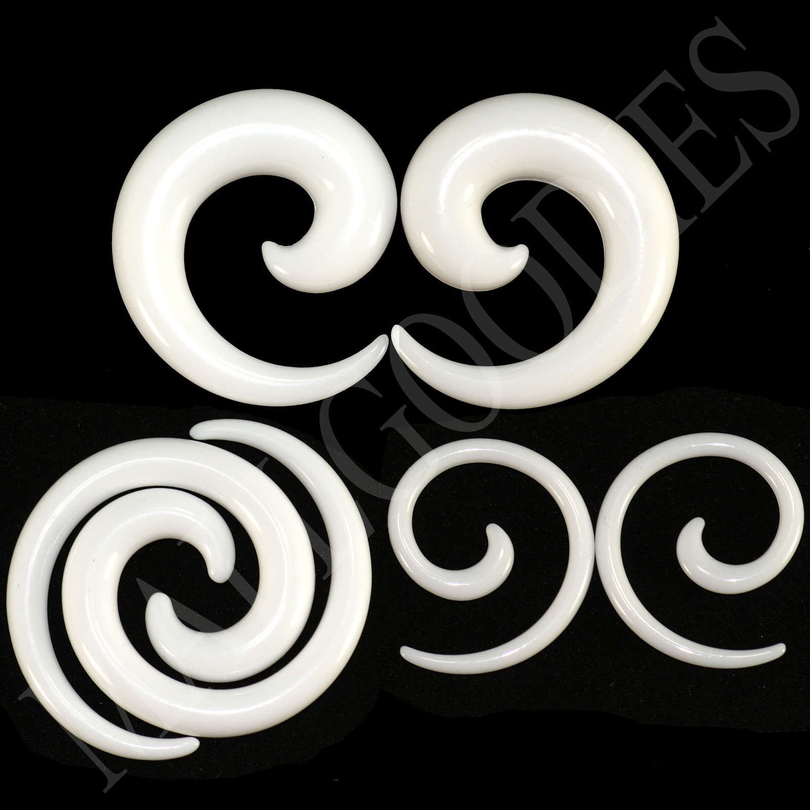 V130 White Black Clear Ear Stretchers Tapers Expanders Ear Plugs Spiral Swril
