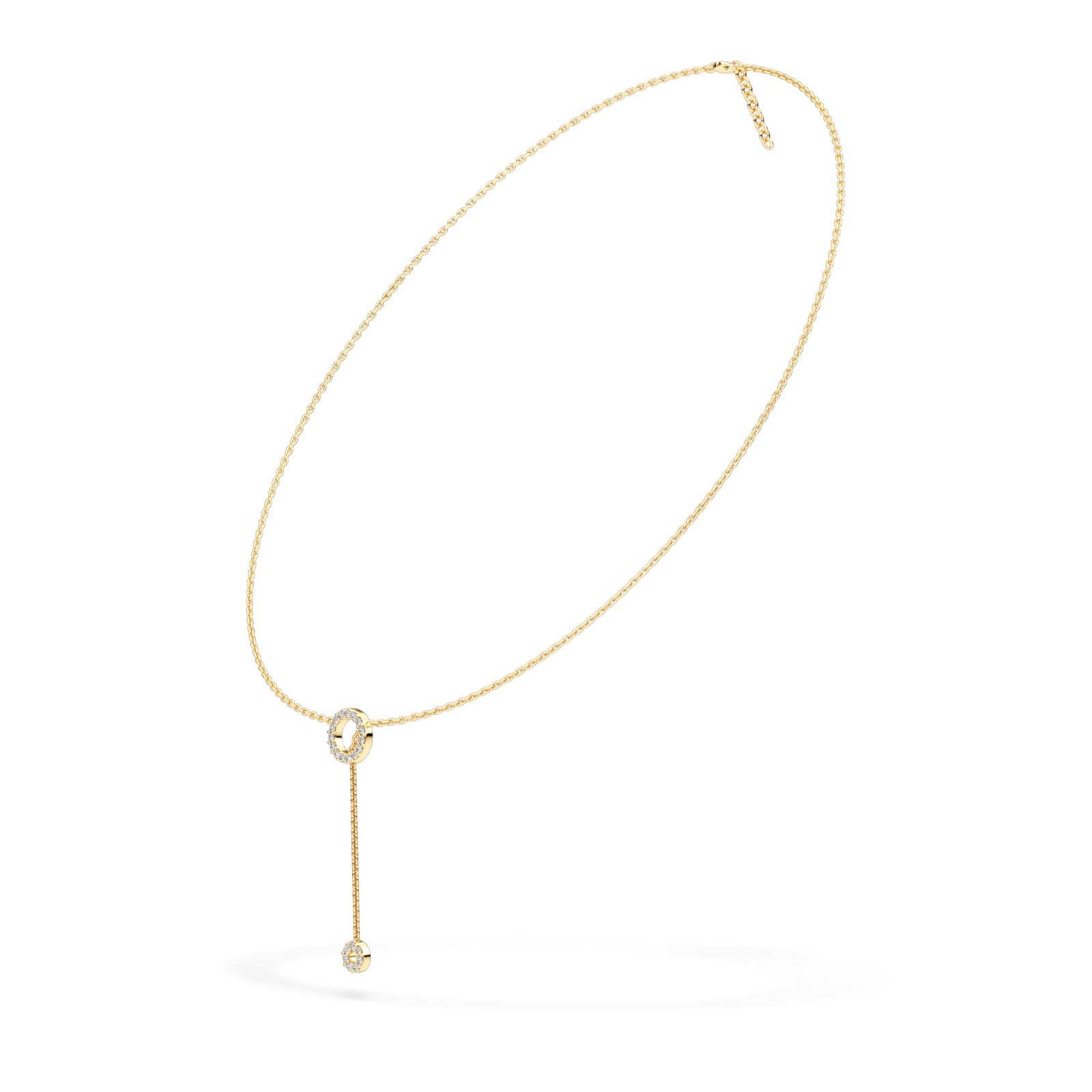 Round Cut Natural or Lab Grown Diamond Circle Drop Necklace in 10K 14K 18K Gold