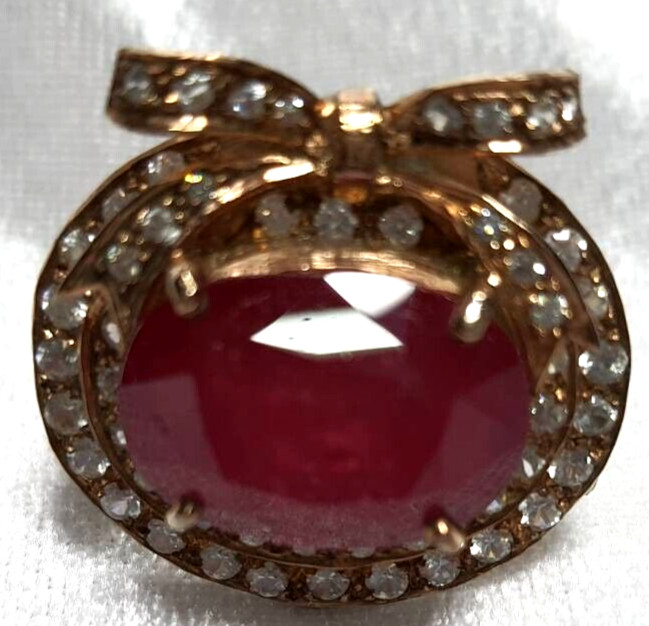 Ring NATURAL Red Ruby Pink gold filled 925 STERLING SILVER cherry gift Size 7