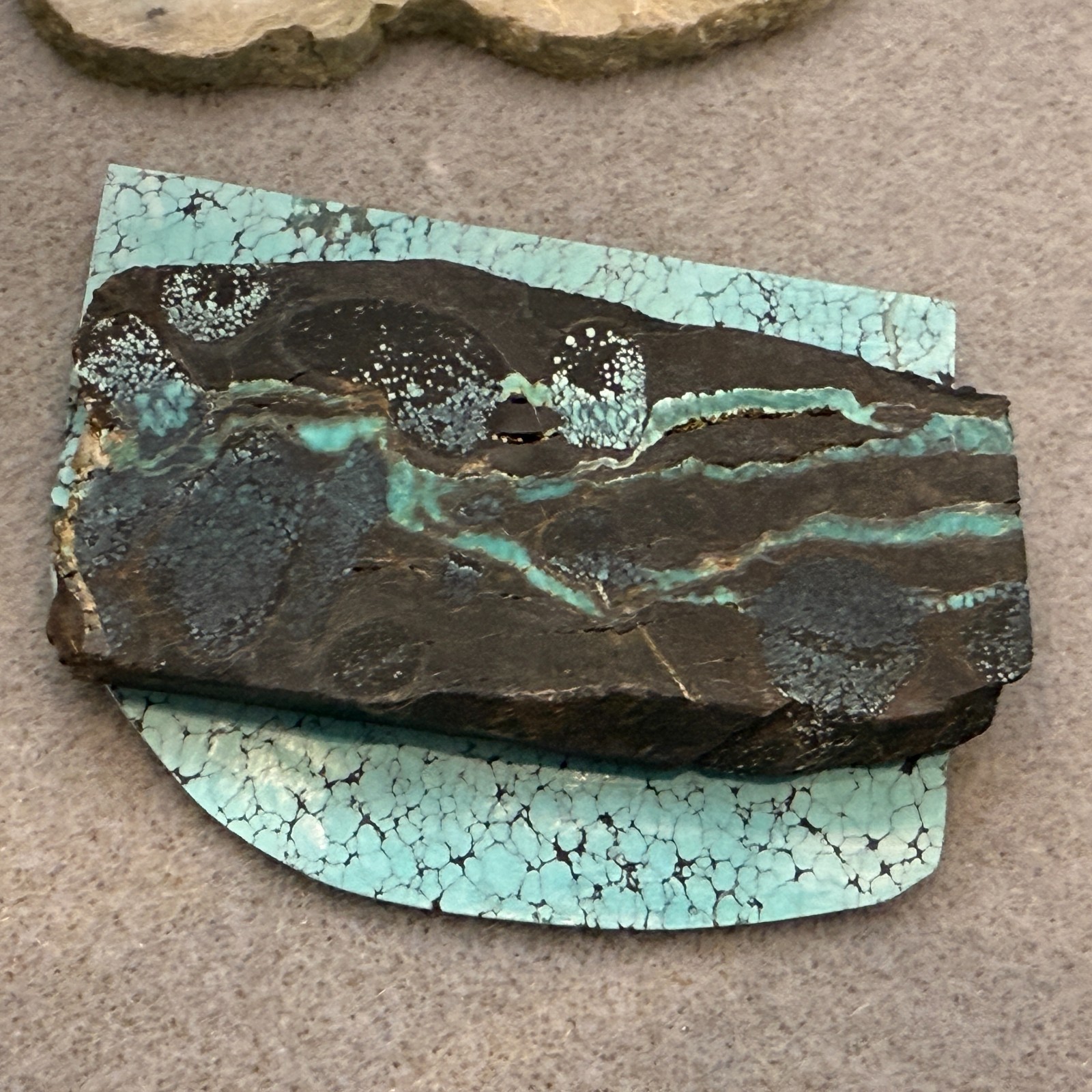 Natural Unpolished Bamboo Mountain Turquoise Slice, 35.6 grams, 178 ct, 27x73mm