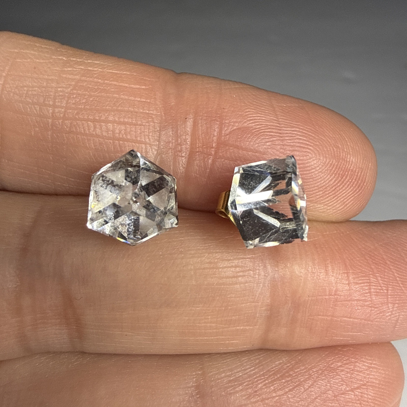 Vintage Crystal Prism Earrings Stud Cube Post