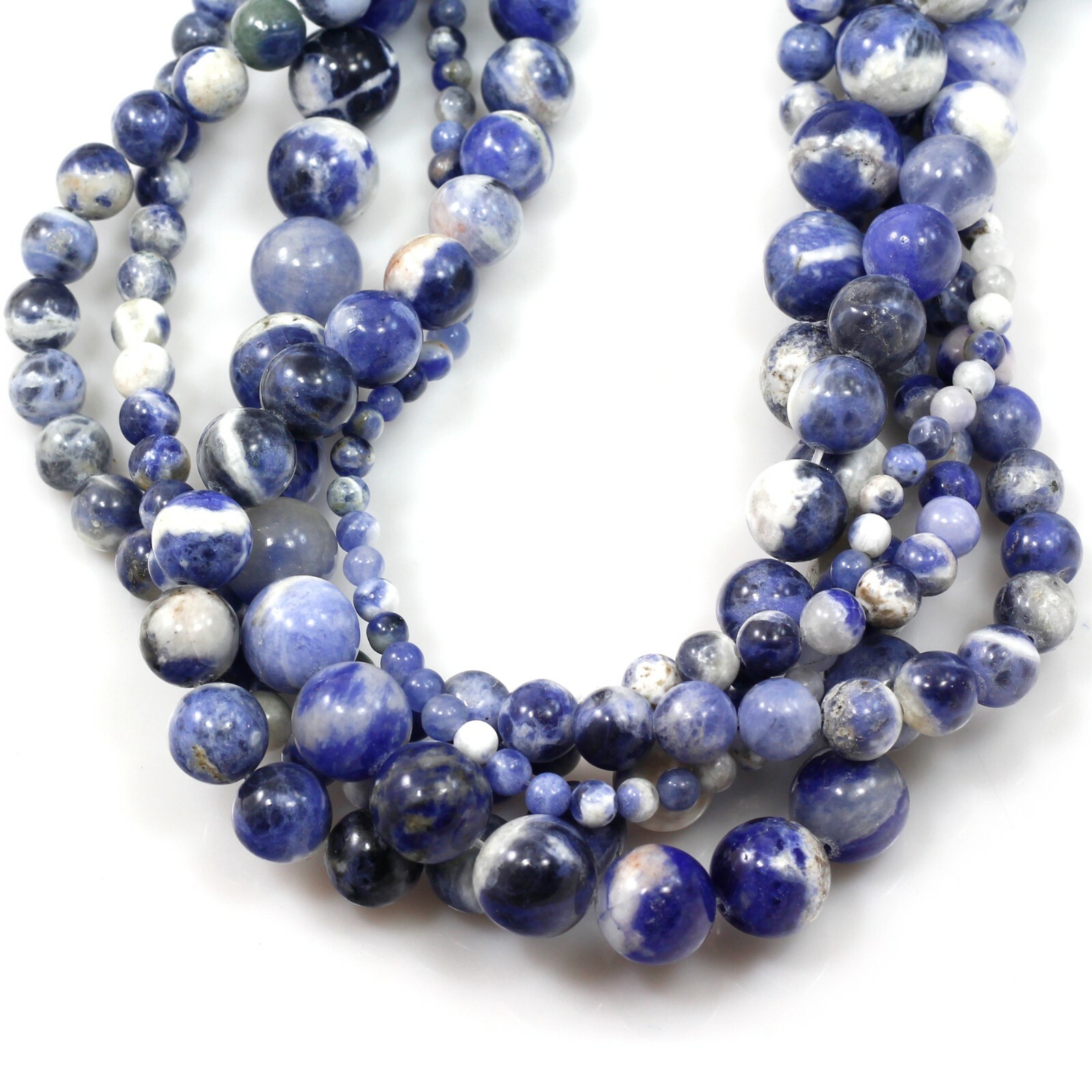 Natural Blue Sodalite Round Loose Bead 15″ Jewelry Making Free Ship Wholesale