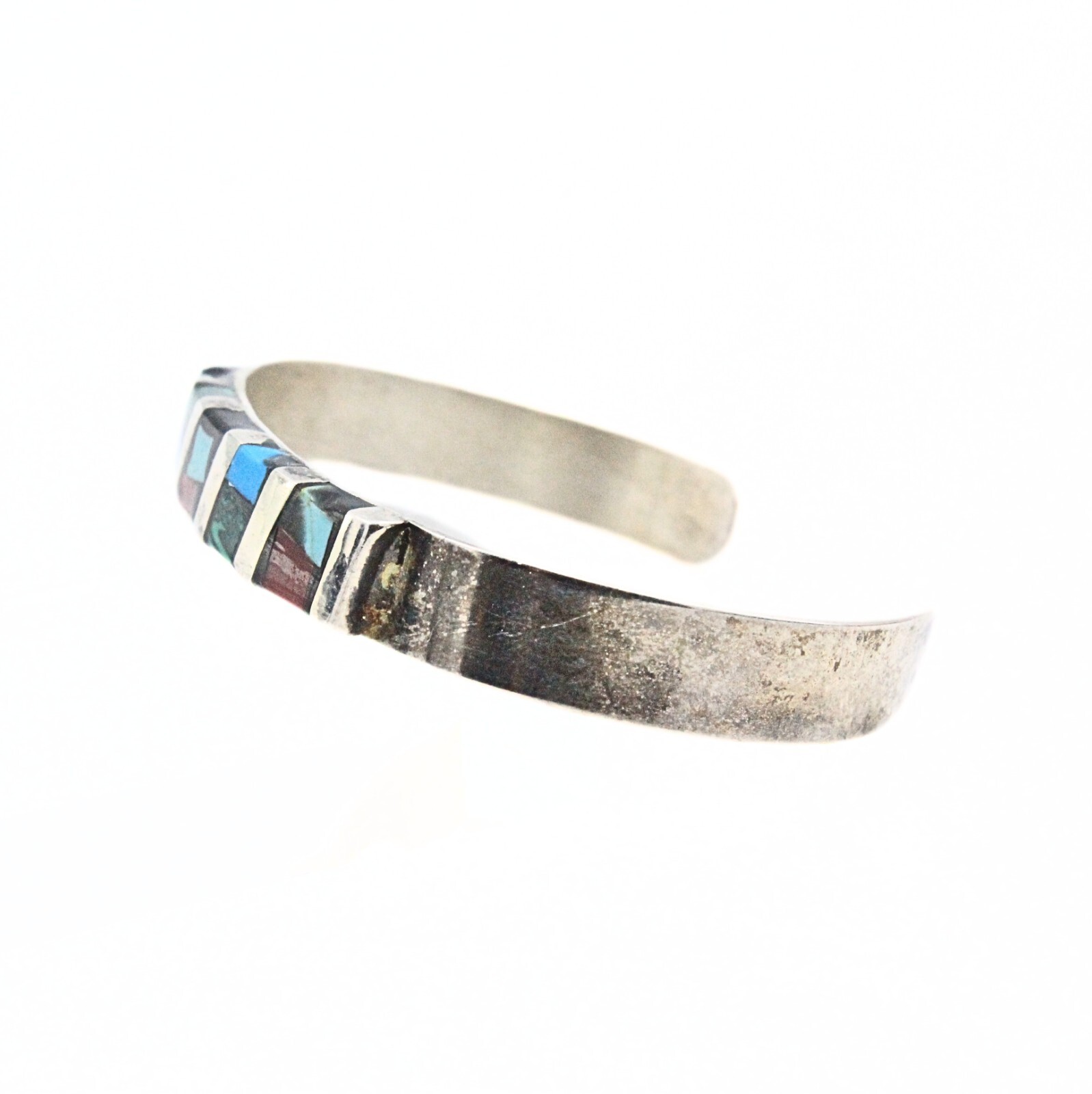 Lovely Mexico Nickle Silver Multi Stones Inlaid Cuff Bracelet