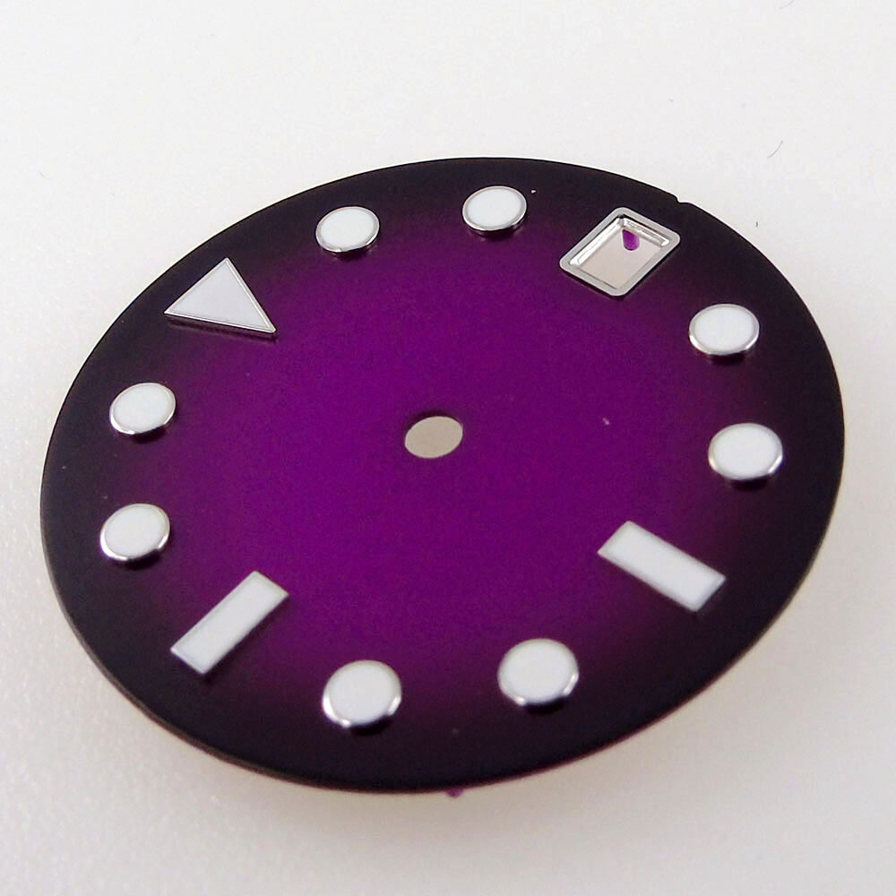 28.5mm Purple/Black Watch Dial Fit for NH35A Movement Crown at 3/3.8 o’clock