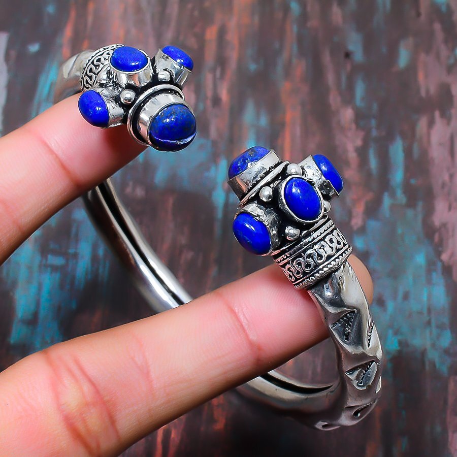 Lapis Lazuli Gemstone Handmade Gift Cuff Bracelet Adjustable Z292