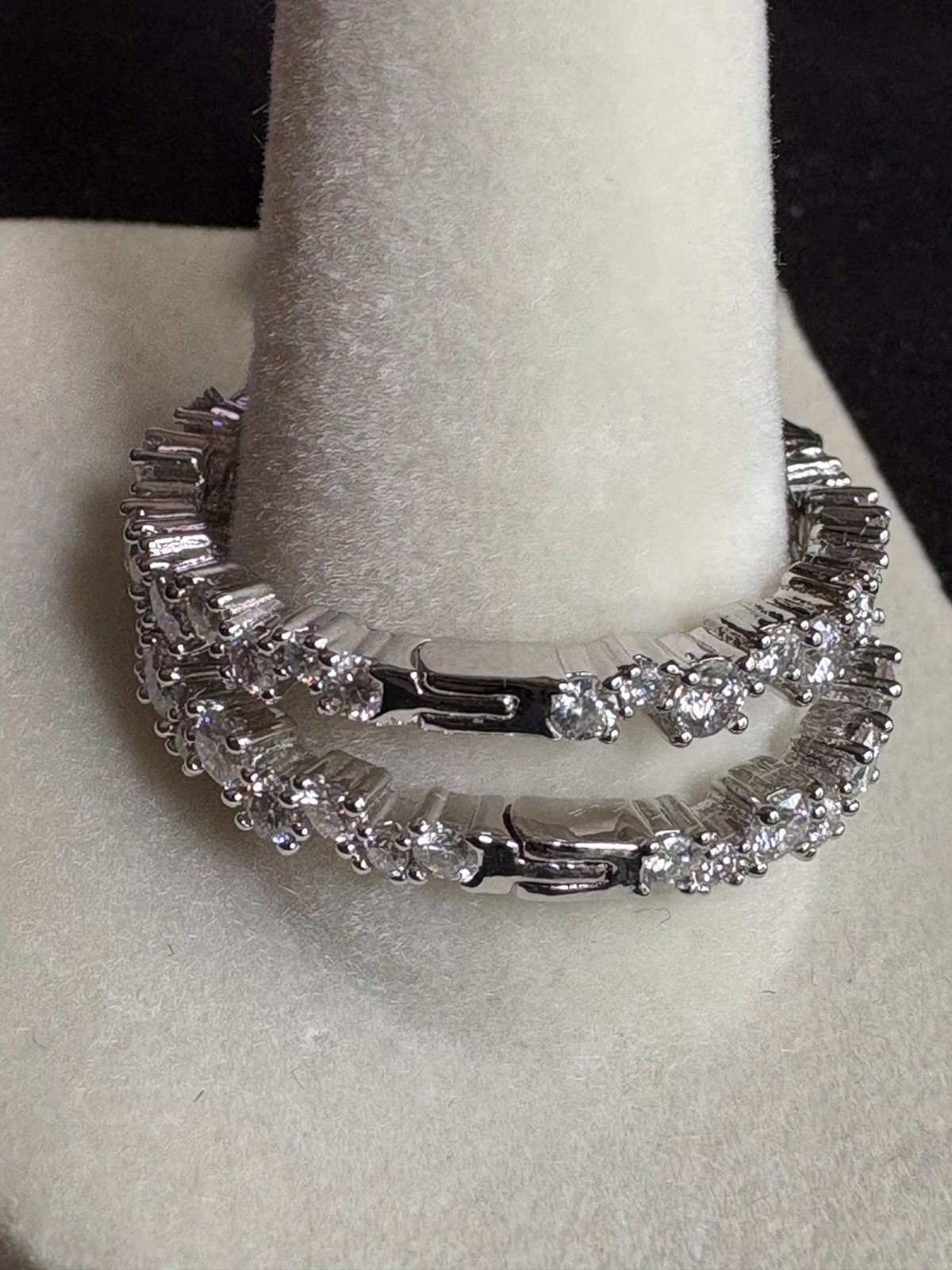 2.11 CTW D VVS Moissanite Hoop Earrings 18K White Gold Layered NWT Hinged