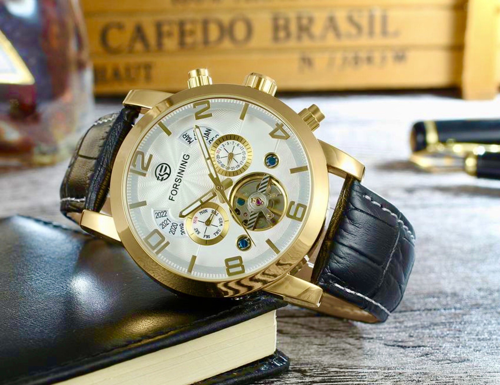 Big Tourbillion Self Winding Sport Watch. Day Month Date Waterproof Mens Watch