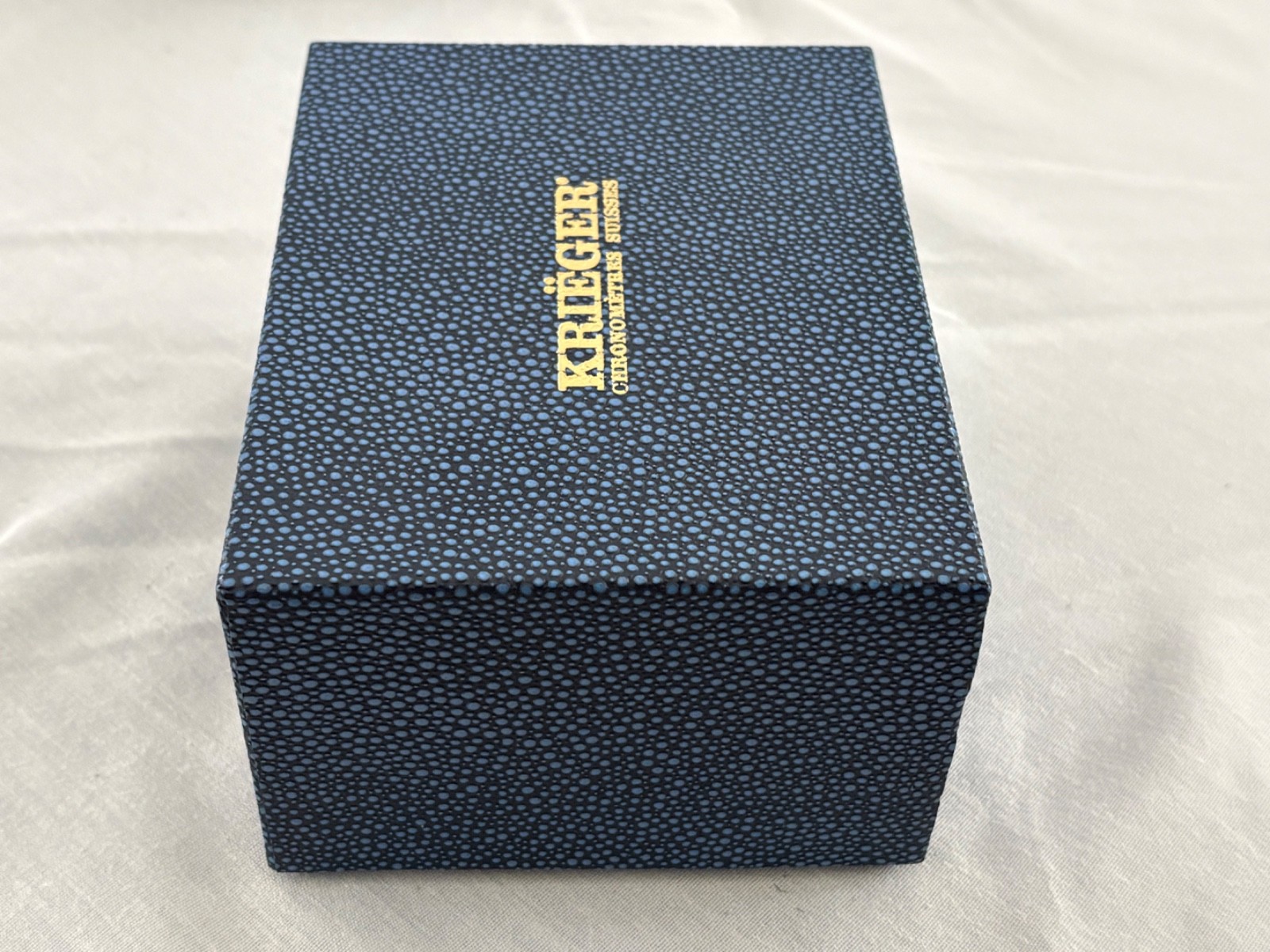 Krieger Chronometres Suisses Blue Stingray Skin Watch Box w/ Booklet / Papers
