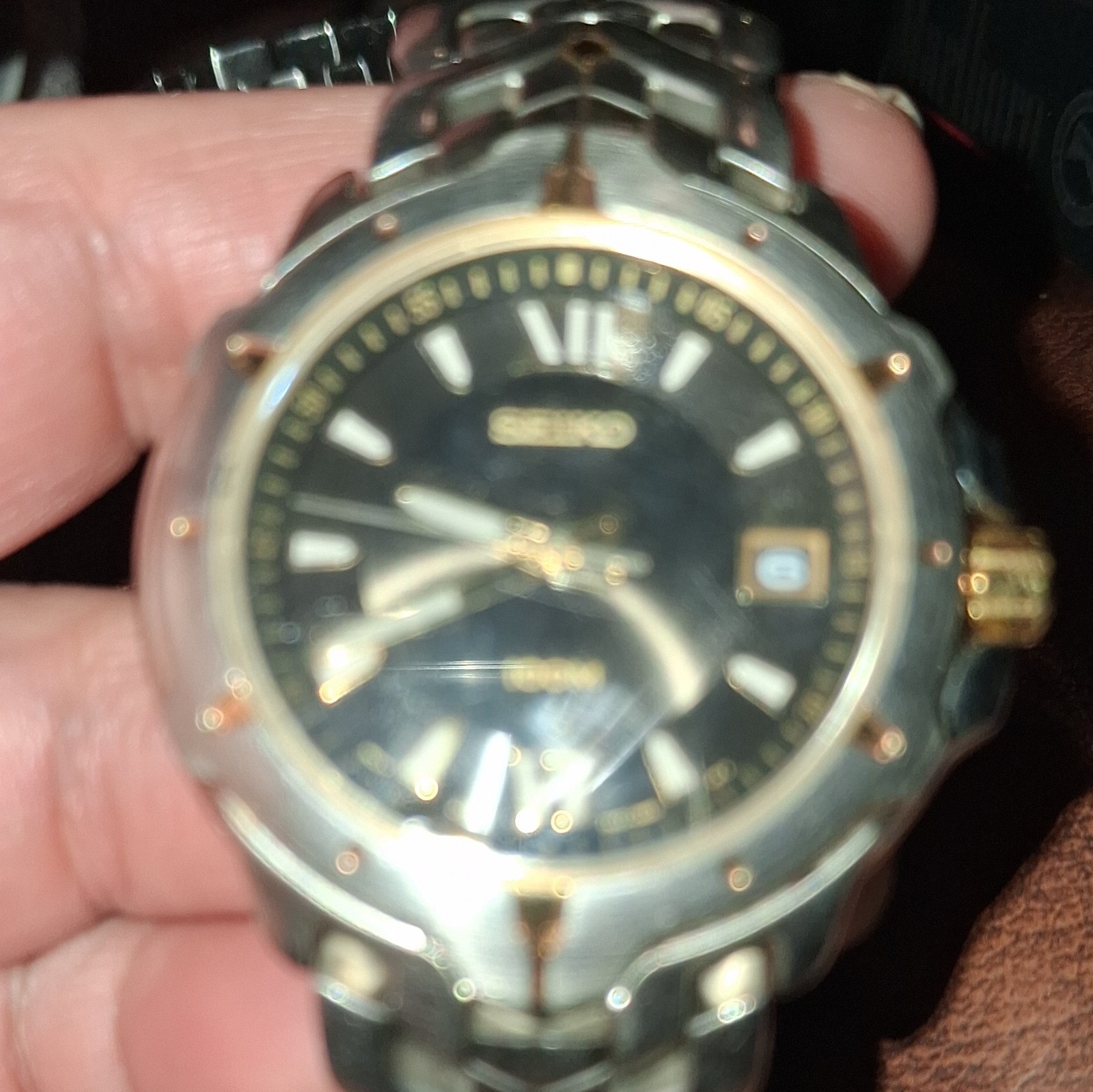 Seiko Quartz 100m Black Dial Date Two-Tone Stainless Steel Bracelet 40mm