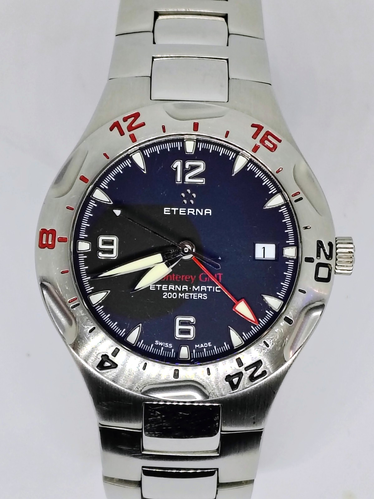Eterna Monterrey GMT Automatic Watch Model 1612.41 Stailess Steel 200M