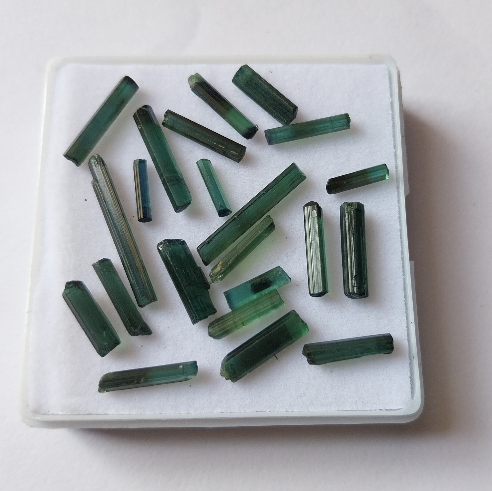 16 Cts Natural Deep Greenish Blue Tourmaline Pencil Rough 22 pcs