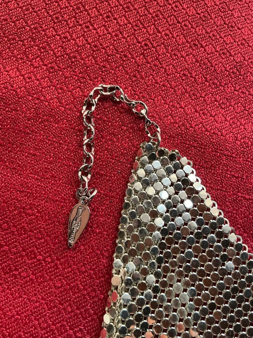 Vintage Whiting & Davis Silver Mesh Bandana Scarf Necklace & Wallet Set USA Made