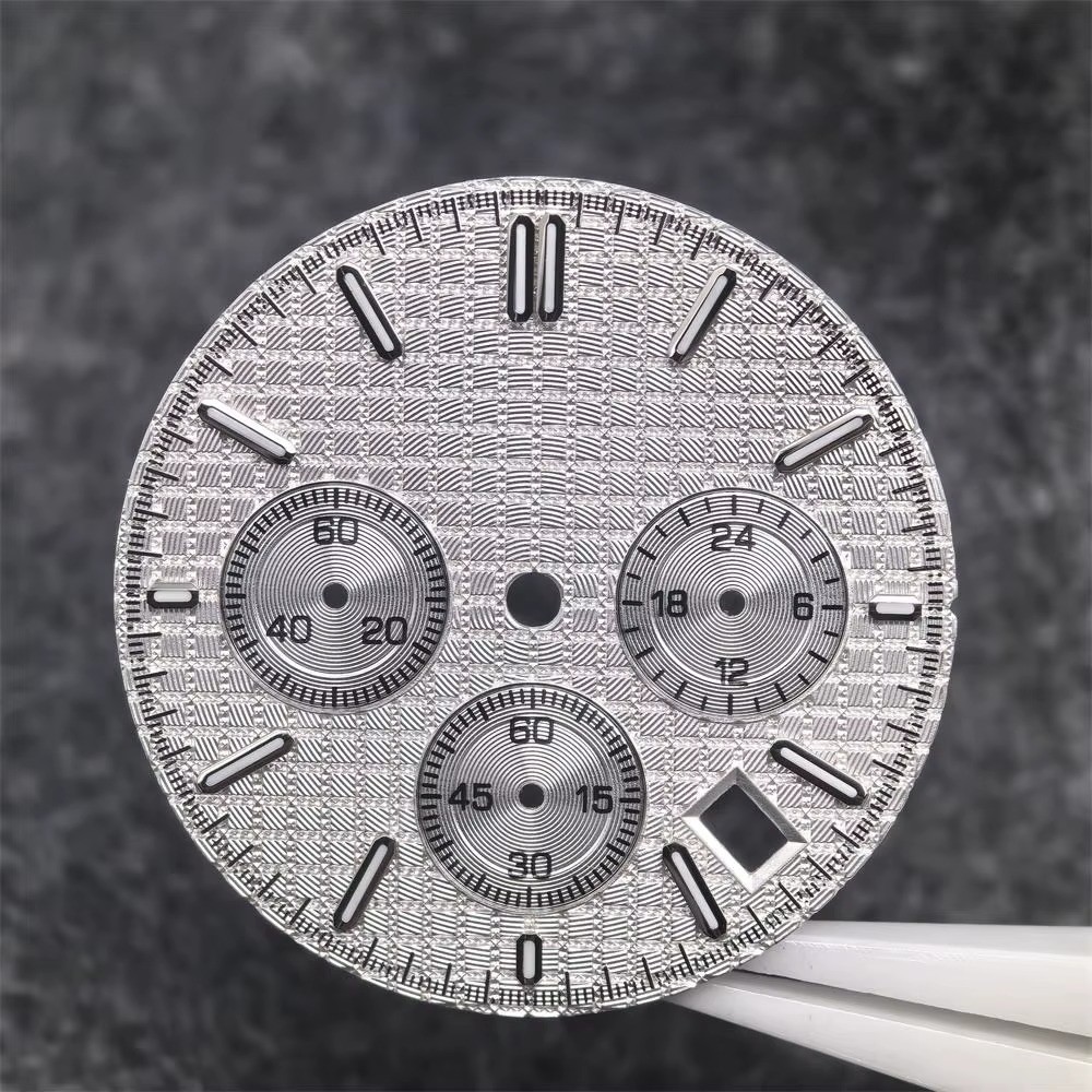 31.8mm Panda Style Textured Men Watch Dial For VK63 Mod Green Luminous Nail