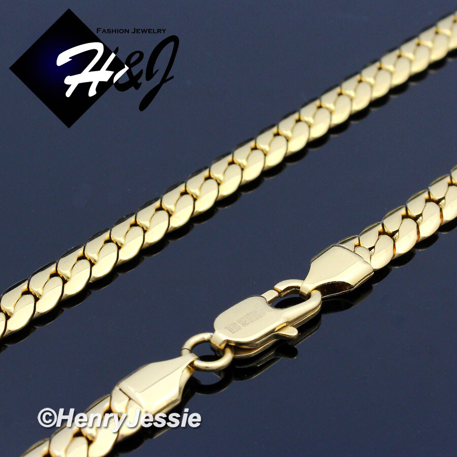 7″-11″Stainless Steel 8mm Gold Plated Miami Cuban Curb Link Chain Bracelet*GN155