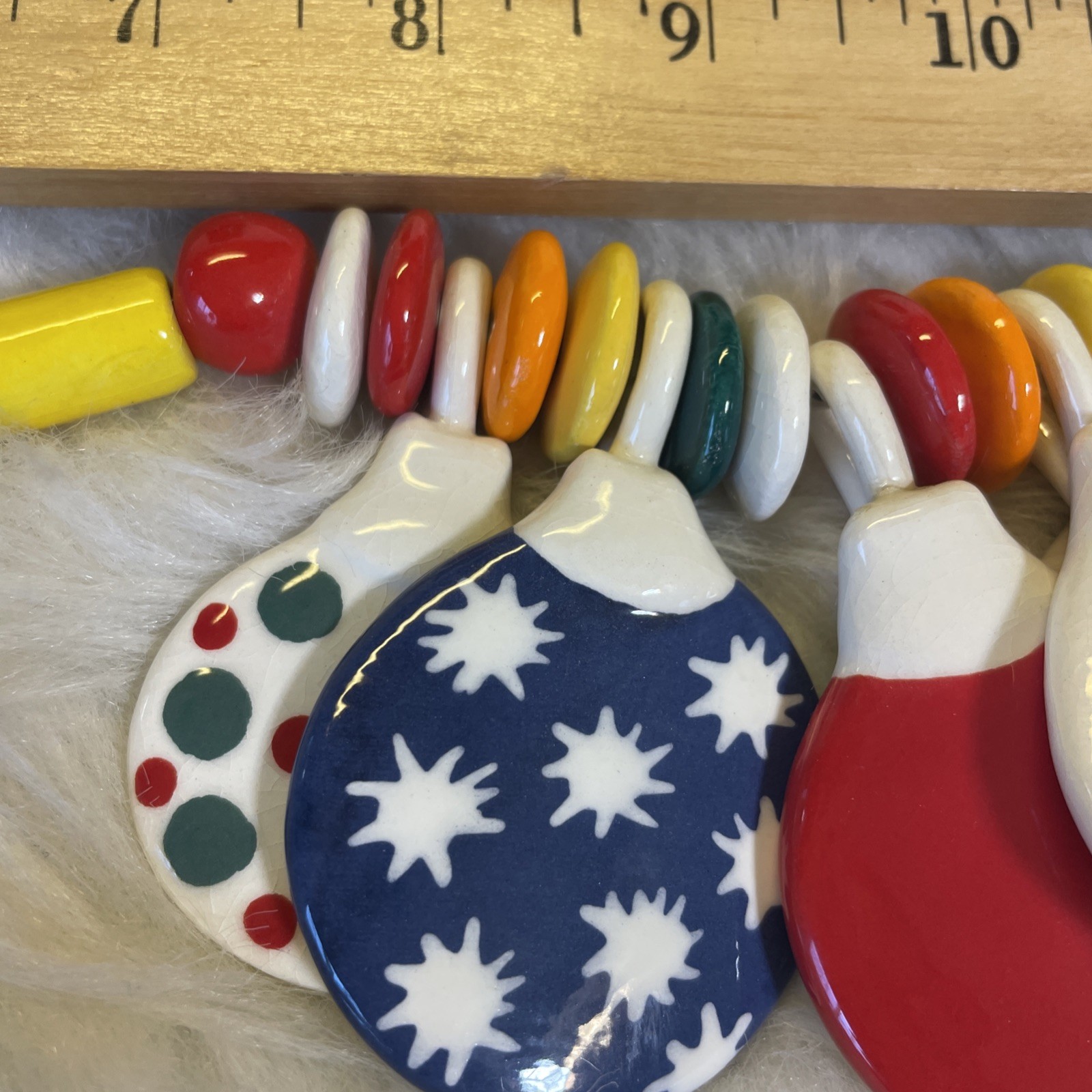 VINTAGE RUBY Z CANDICE LOHEED CERAMIC 80-90”s NECKLACE Ornaments Balloons Clown