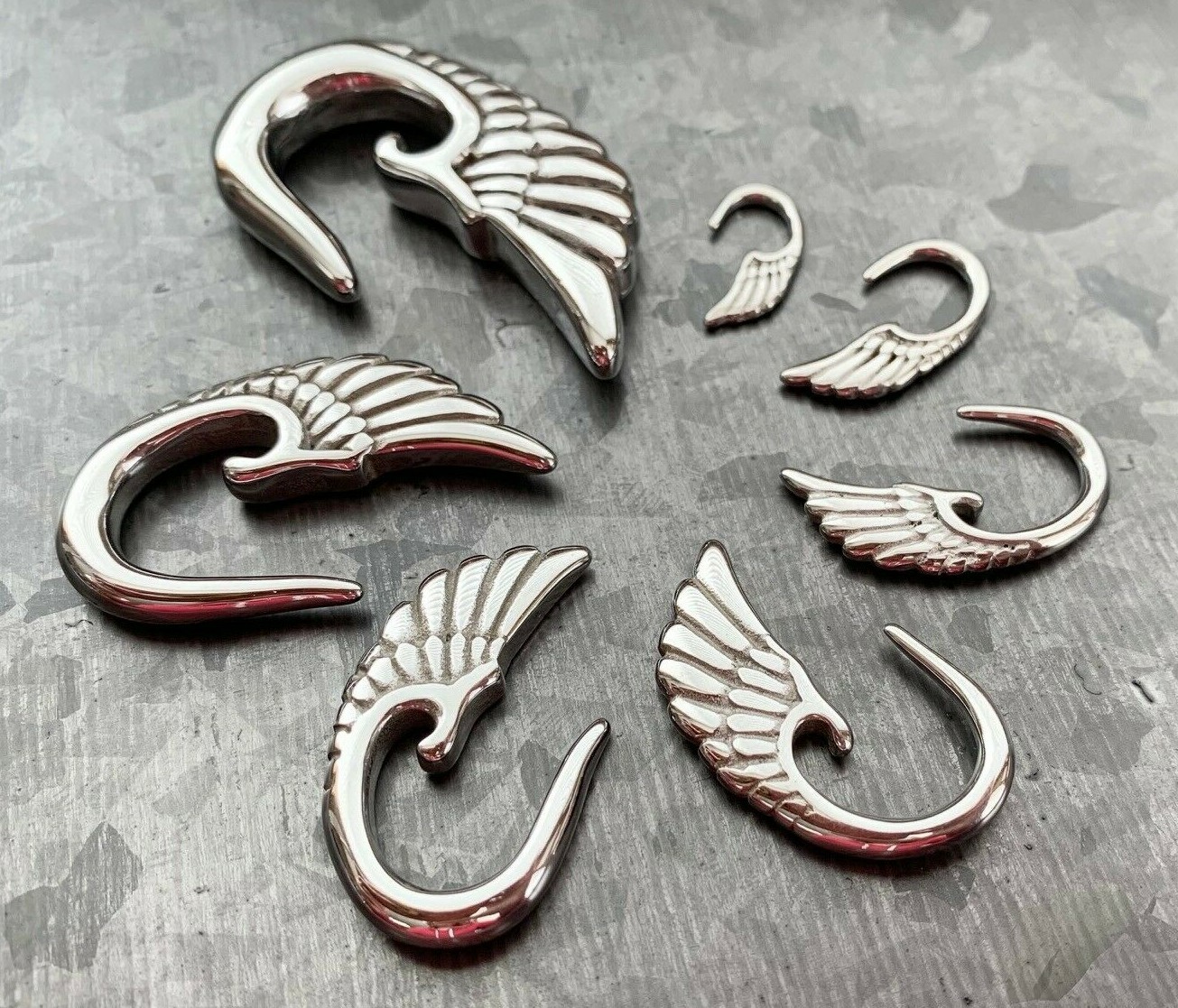 PAIR Steel Angel Wing Hanging Tapers Expanders Hangers Gauges Guages Plugs