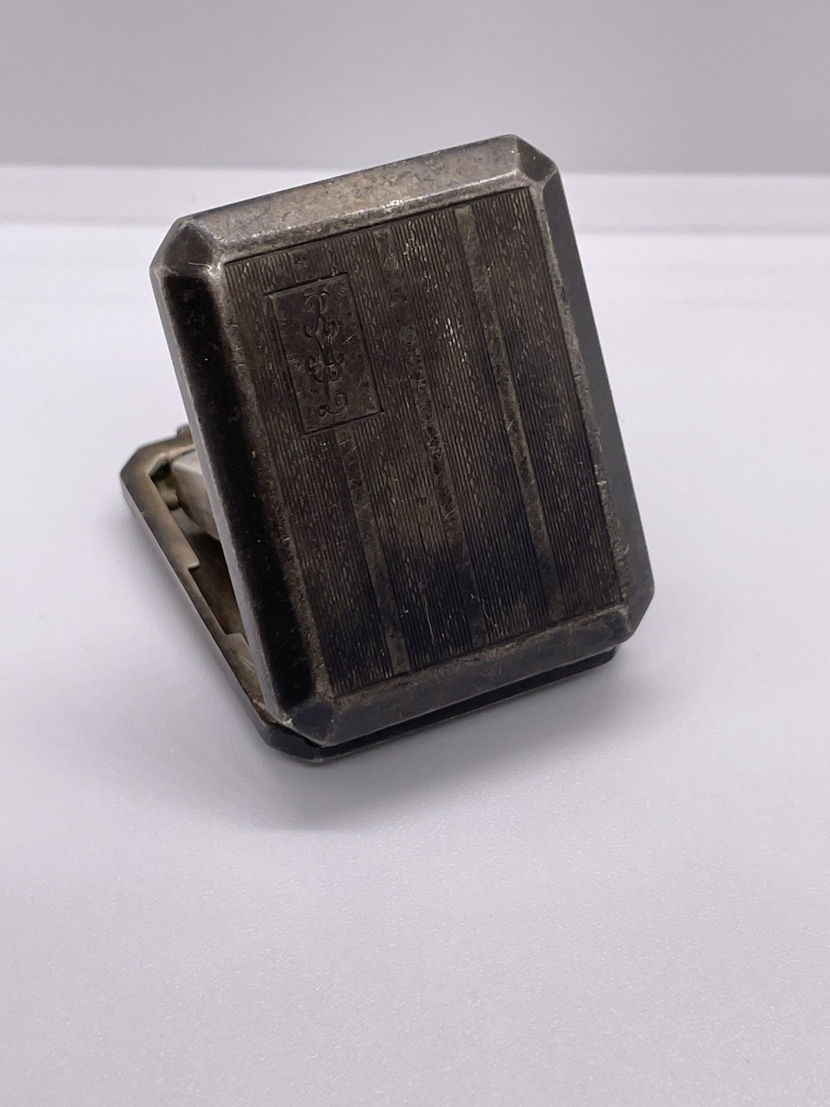 Rare Sterling Silver Art Deco Folding Travel Clock Fob Case Only!