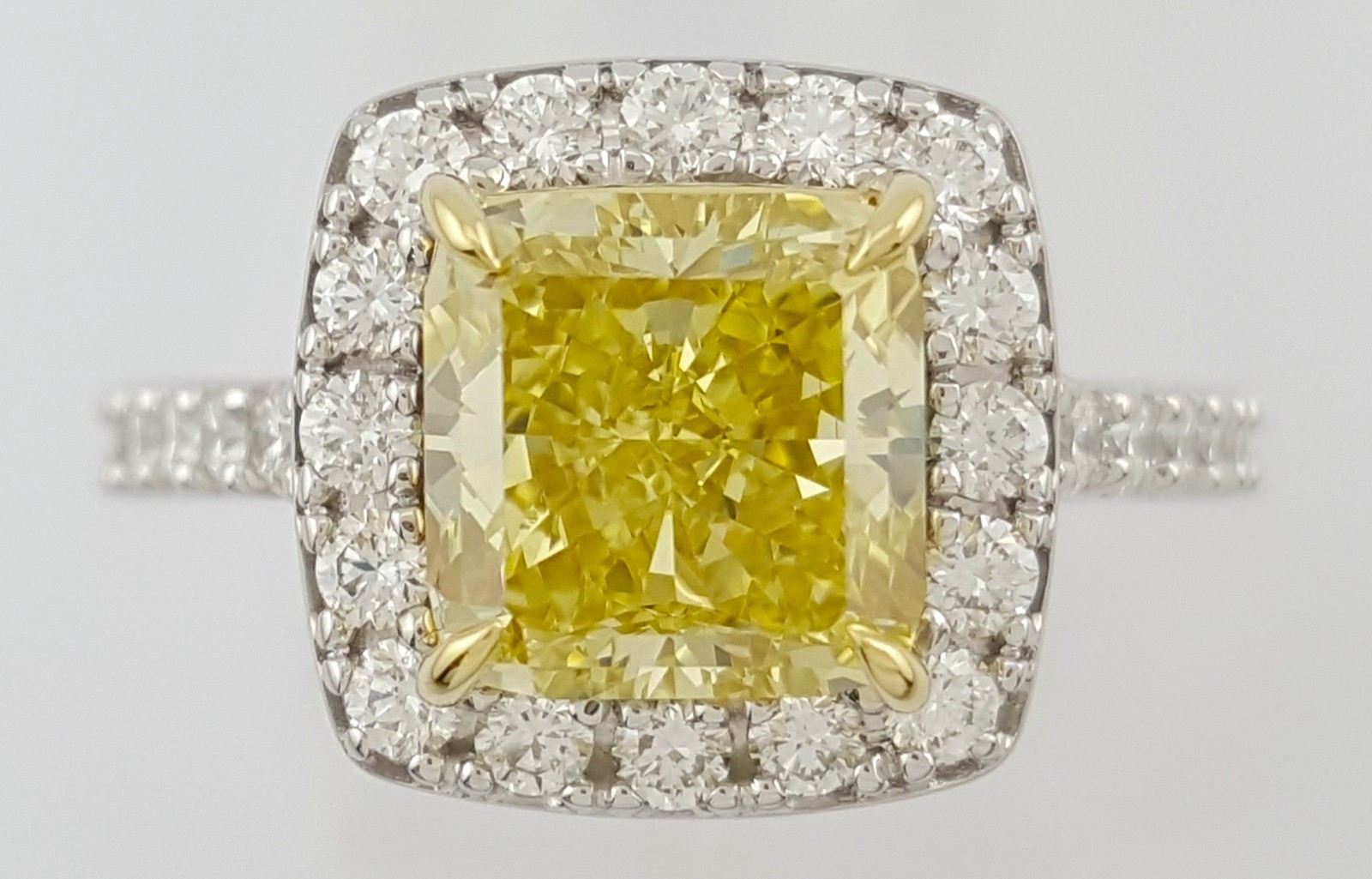 Fancy Deep Yellow Radiant Diamond Halo Engagement Ring 3.54 ct Flawless Rtl $55K
