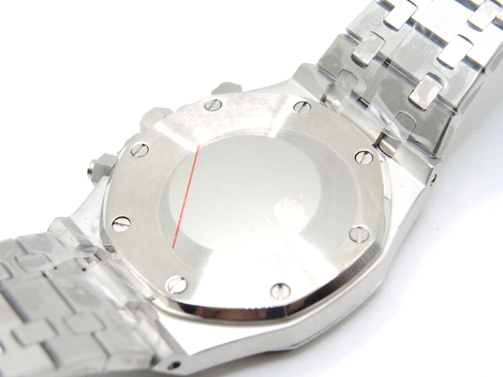 NEW CHRONOGRAPH QUARTZ DATE CAL. VK63A JAPAN SILVER WAFFLE DIAL ROO STYLE WATCH