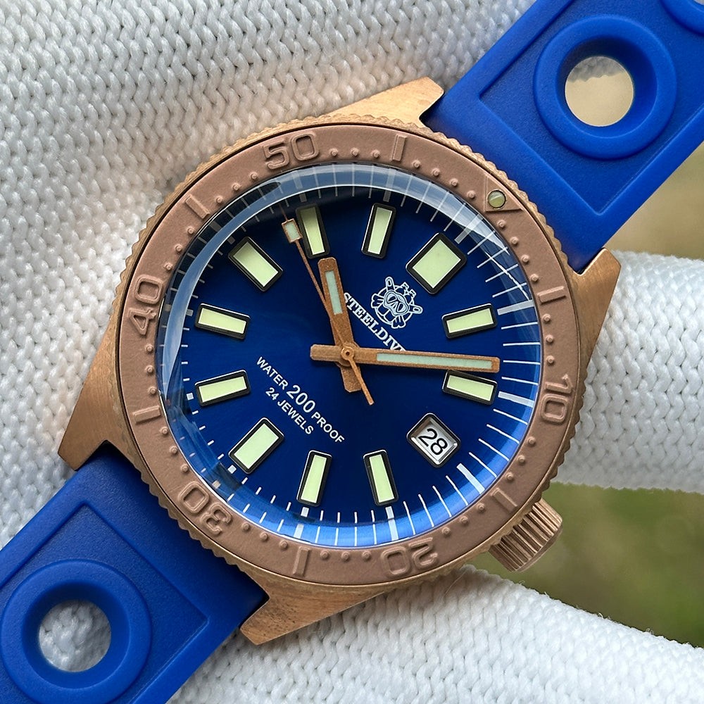 STEELDIVE SD1962S Mens Bronze 41.9mm 200M Automatic Dive Watch NH35 Blue