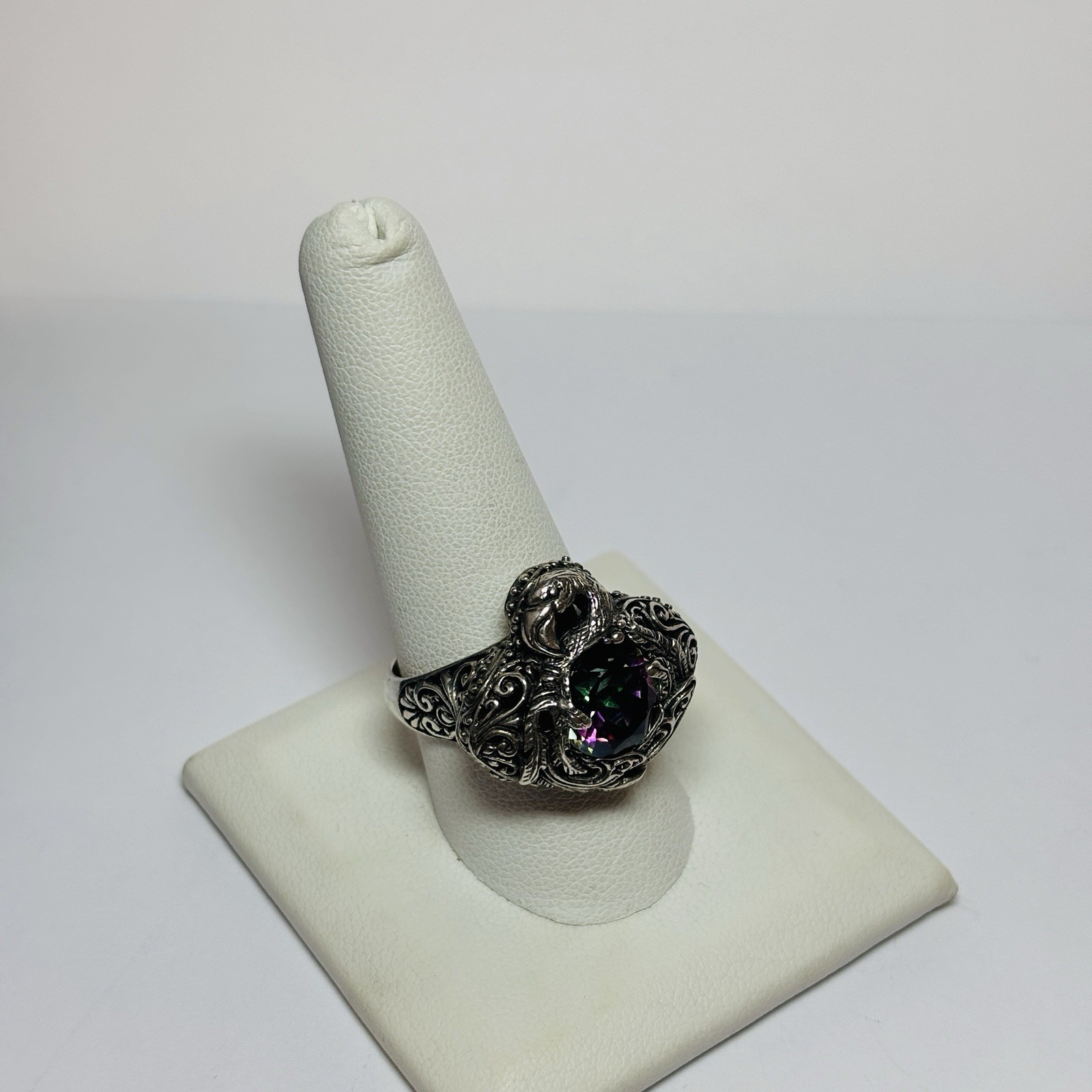 Sarda Sterling 925 Silver Mystic Topaz Flamingo Ring Size 10 – .31