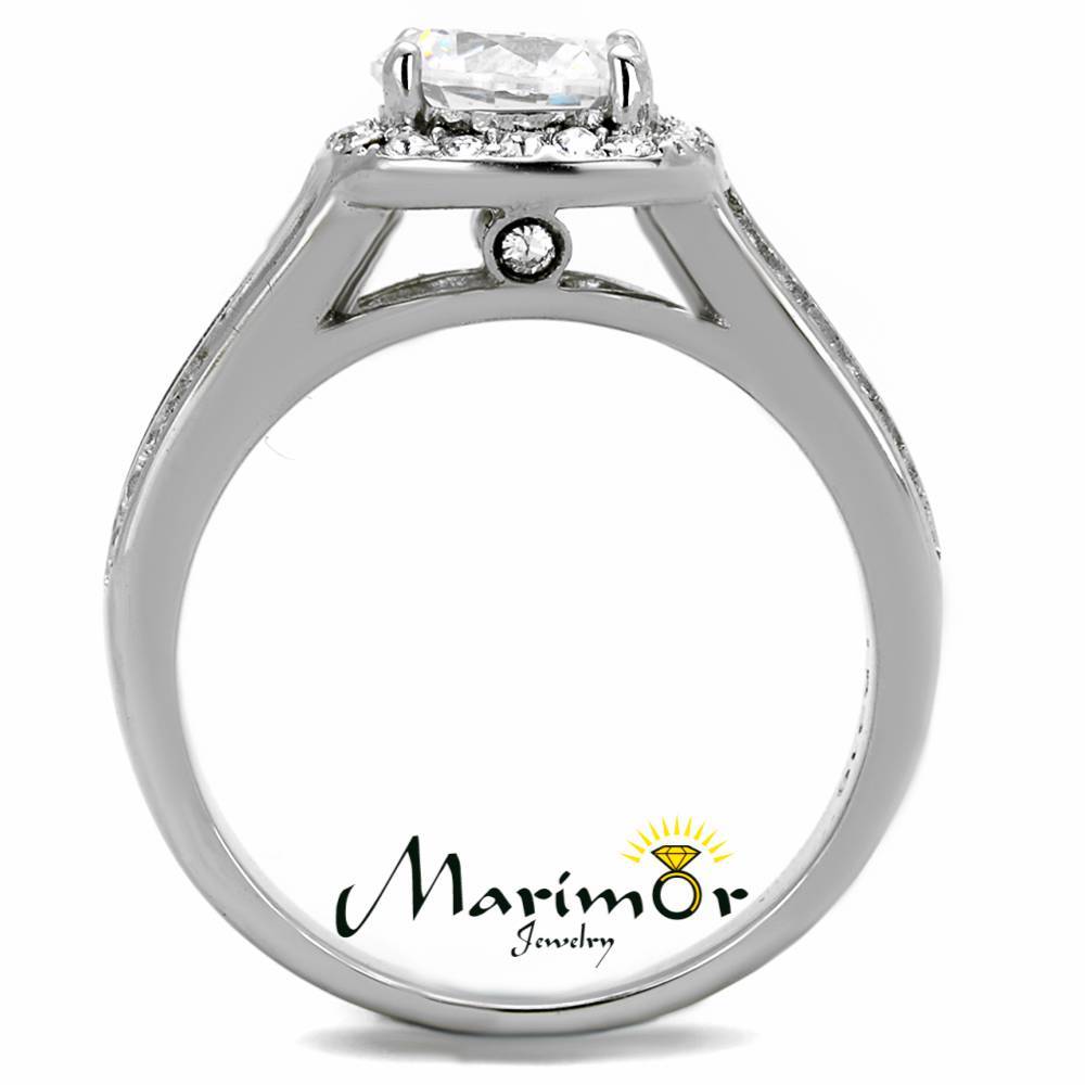 2.95 Ct Halo Round Cut CZ Stainless Steel Engagement Ring Band Women’s Size 5-10