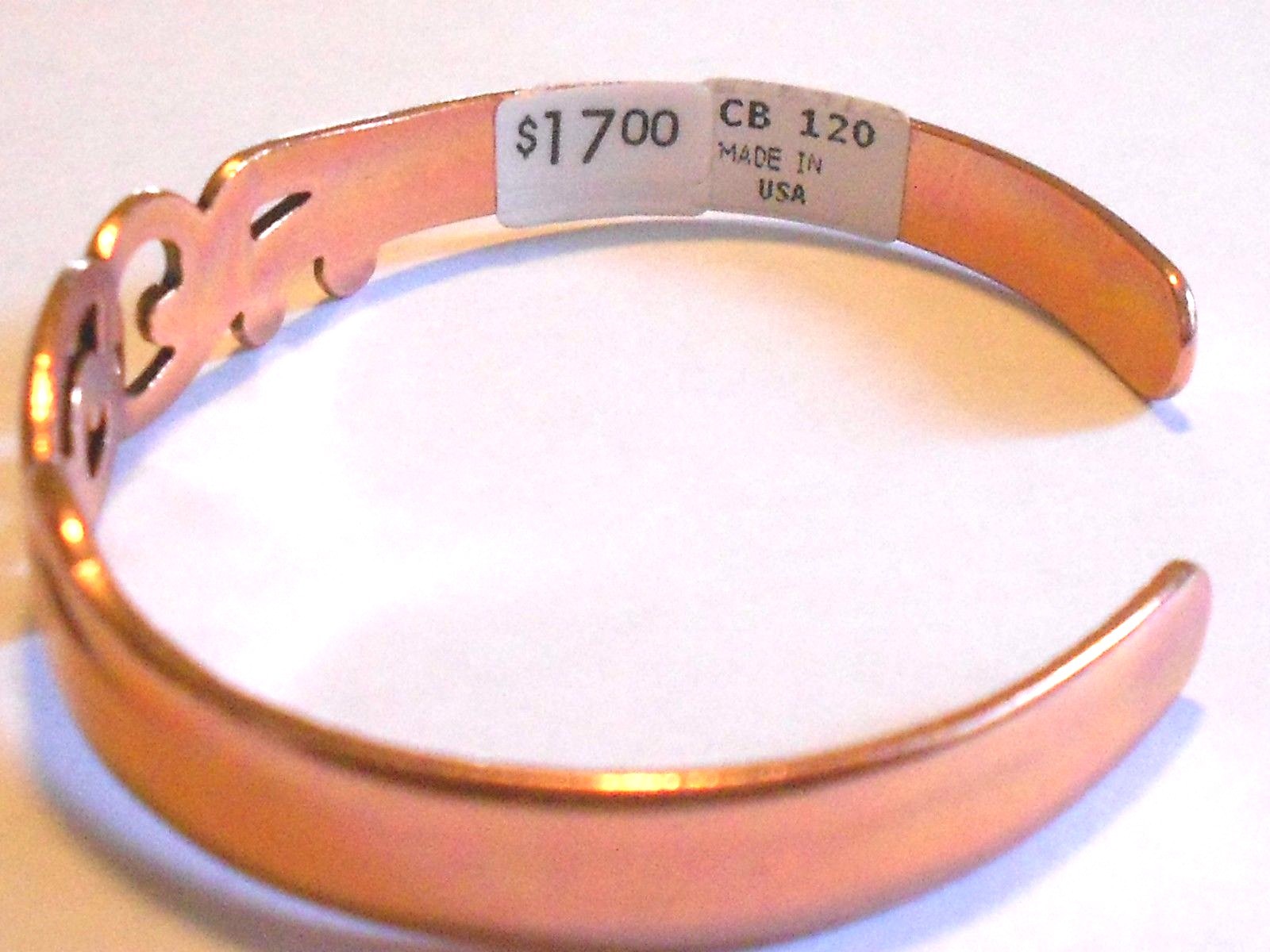 NEW PURE Copper Ladies Filigree USA Cuff Bracelet Pain Relief Folklore CB 120