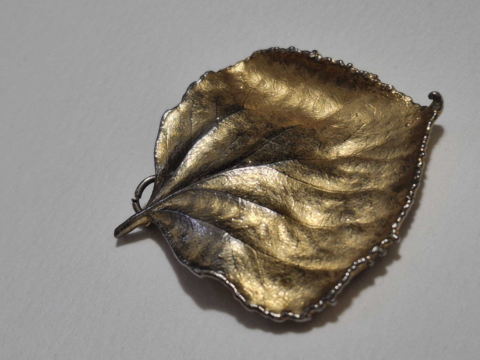 Vintage Gold Tone Real Leaf Pendant Nature Botanical Electroformed 7.5g