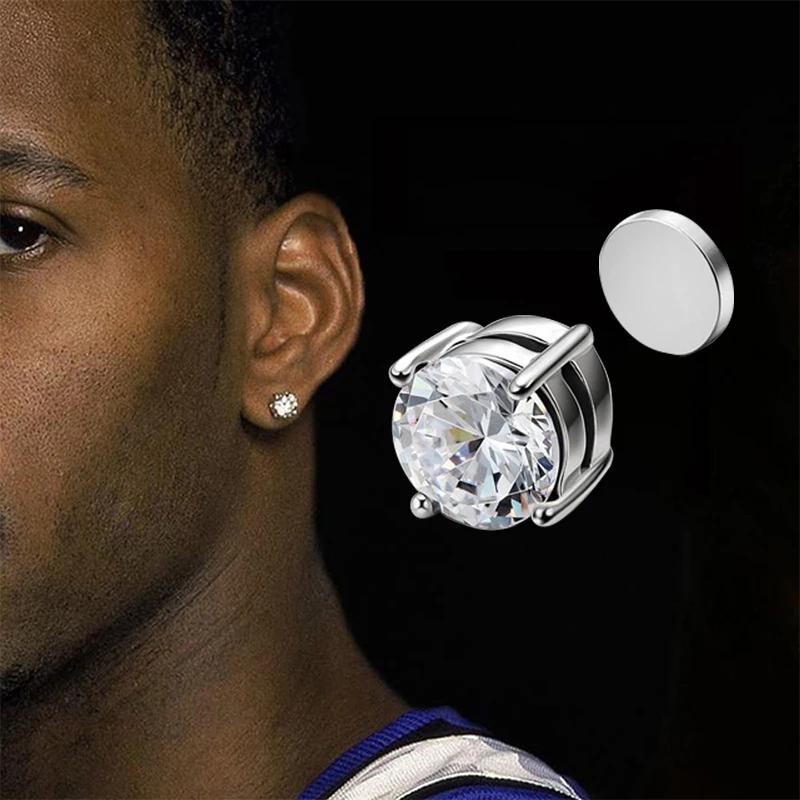 1/3pairs 6mm Crystal Magnetic No-pierce Stainless Steel Stud Earrings for Men Pu