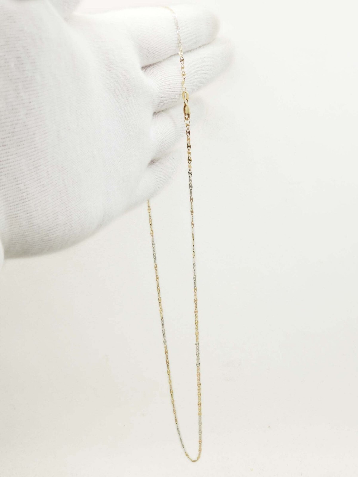2mm Wide Dia-Cut Mariner Chain Necklace 14k Tricolor Gold 21.5″ Long