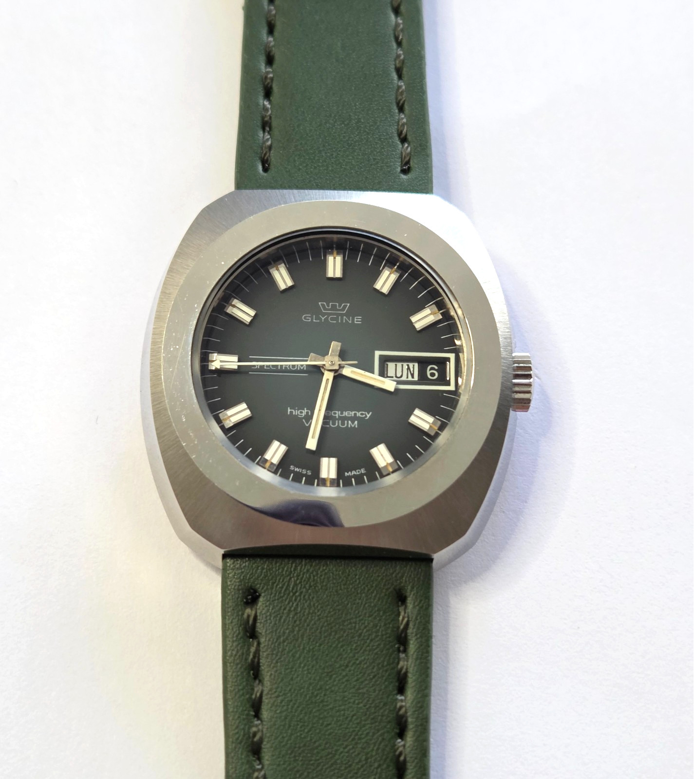 Glycine Automatic Watch Vintage Mens High Frecuency Spectrum Vacuum Gray Dial