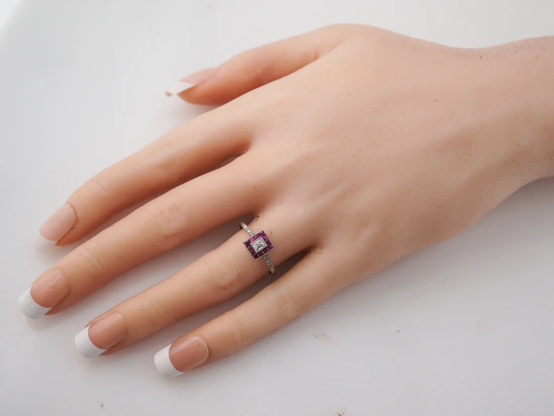 1890’s Retro Square 0.25Ct White Cushion Cut Halo Women’s Ring Solid 925 Silver