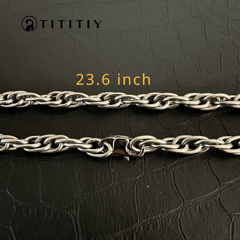 New Pure Titanium Twisted Necklace Wide 7mm Wide Anti Allergic 23.6 Inch Long