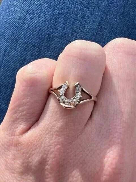 2Ct Round Cut Simulated Diamond Horseshoe Wedding Ring In 14k Yellow Gold Plated