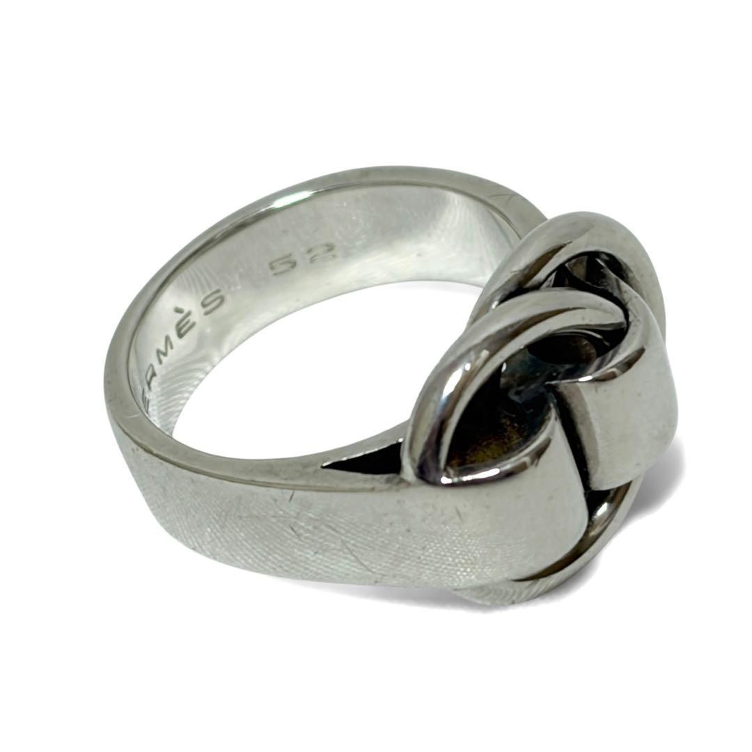 HERMÈS Deux Anneaux Ring SV925 Silver #52 (Size 12) Auth Used