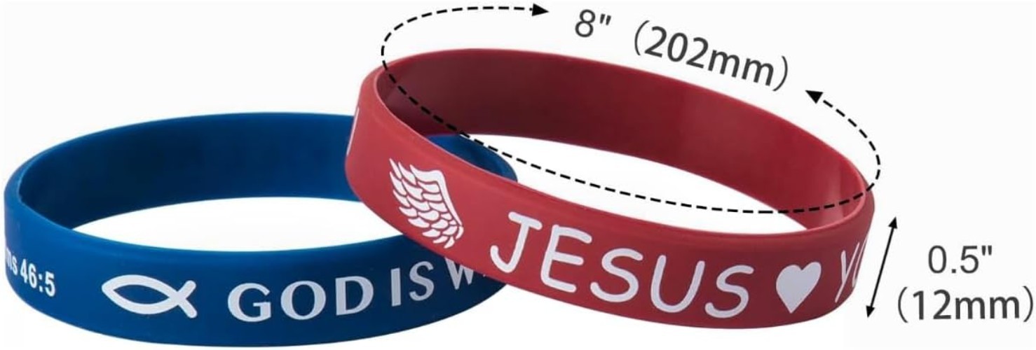 20PCS Christian Bible Verse Silicone Bracelets Religious Scripture Wristbands