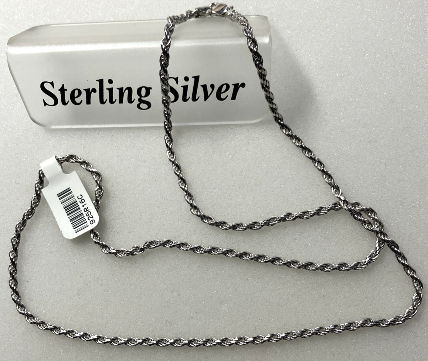 925 Sterling Silver Italy Solid Rope Chain 16.15grams 2.8mm 24” New with Tag