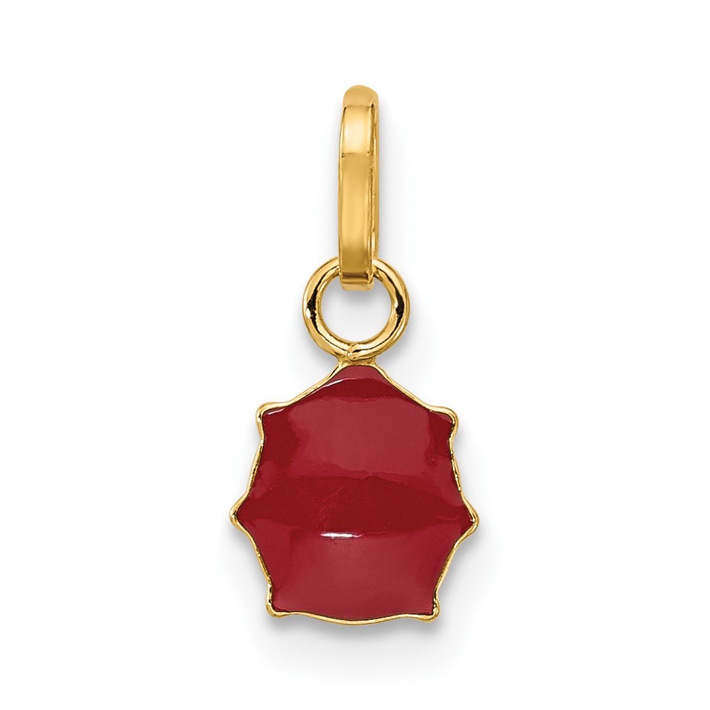 14k Yellow Gold Red and Black Enameled Ladybug Charm Pendant L 13mm, W 5.5mm