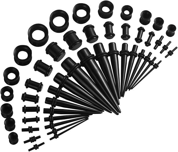 Ear Stretching Kit 50PCS 14G To 00G Acrylic Tapers Silicone Tunnels Plugs Gauges