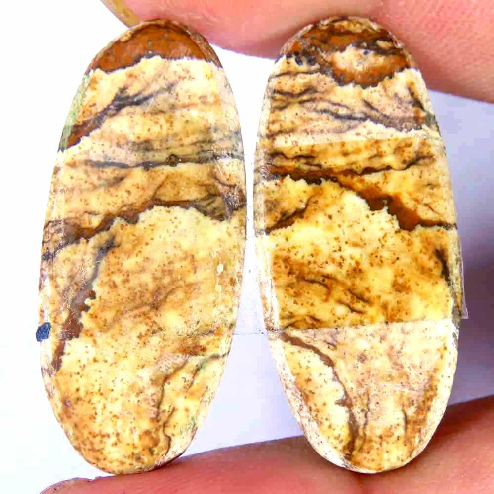 27.80Cts.100%Natural Designer Picture Jasper Pair Oval Cab 23x31x3mm Gemstone