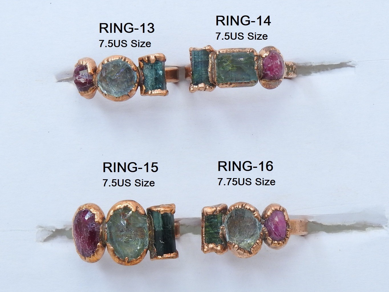 Mix Gemstones-Electra Plated-Copper Ring-Faceted Polished-Loose Stone-Gift For