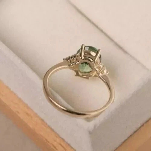 2Ct Oval Lab Created Alexandrite Solitaire Wedding Ring 14K Yellow Gold Plated