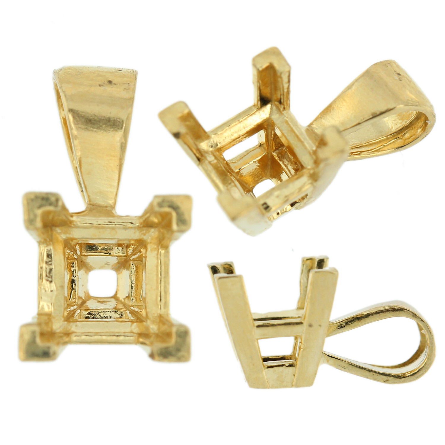 14K Yellow Gold V-End Princess Pendant Setting Mounting 0.40ct – 3.00ct USA
