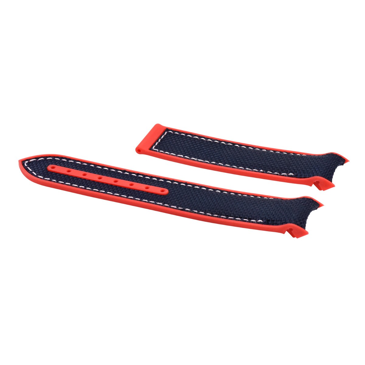 20mm Blue Red Nylon Rubber Replacement Strap White Stitching For Omega Seamaster